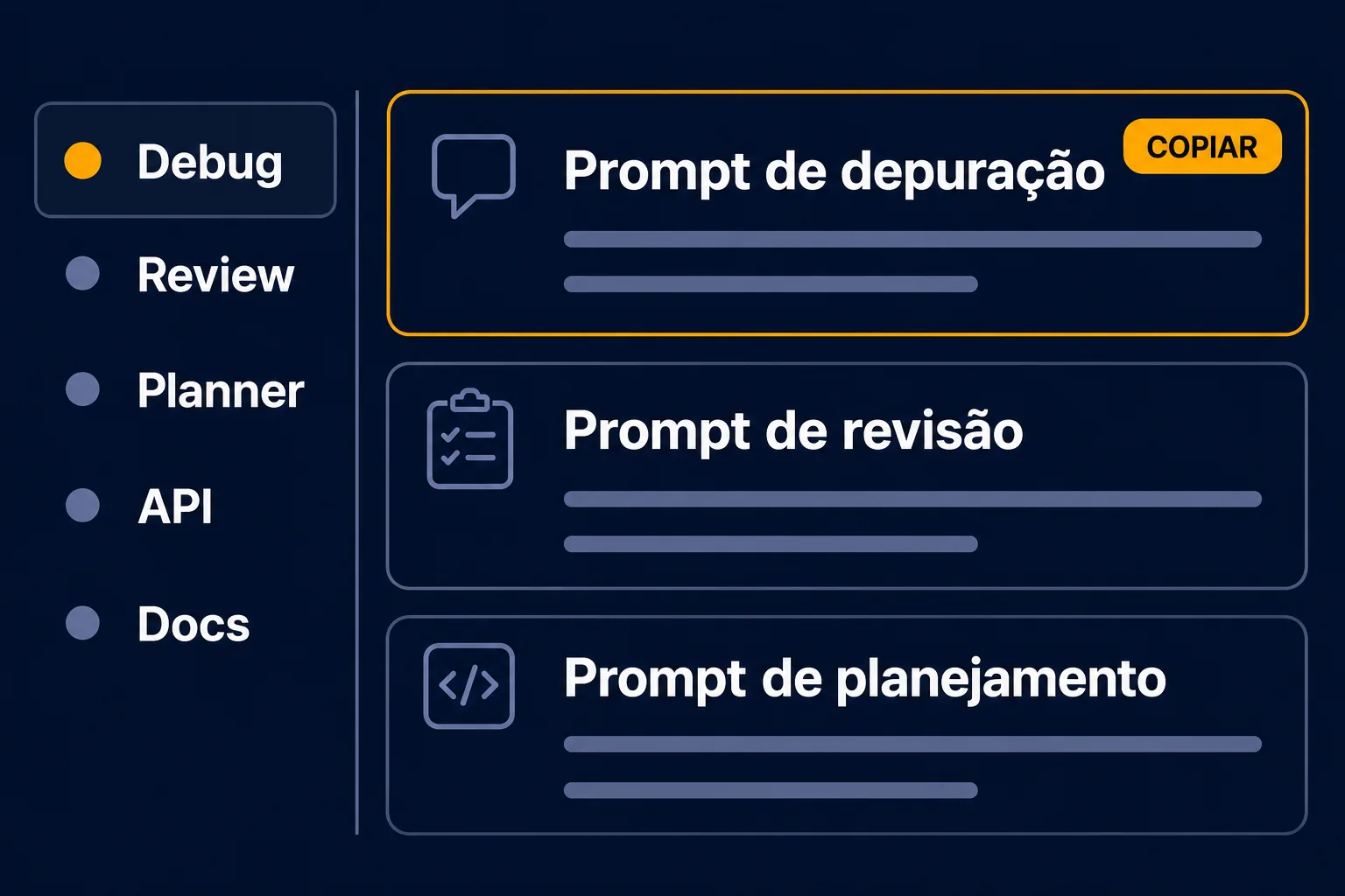 Biblioteca de prompts prontos no Notion